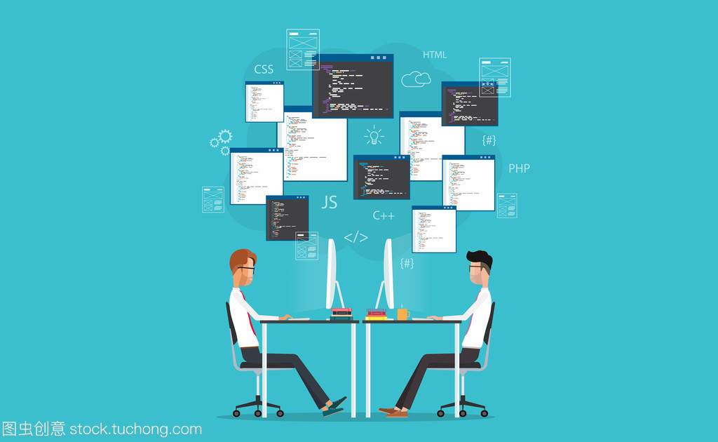 圖形設(shè)計和 web 開發(fā)人員在工作場所工作。為網(wǎng)站和應(yīng)用程序開發(fā)